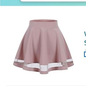 Women's Stretchy A-line Flared Casual Mini Skater Skirt see through stripe sz S